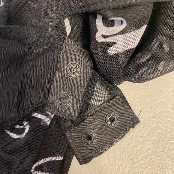 Blashe Y2K Black White Words Print Mesh Body Suit Sexy Whimsigoth Goth Small - Picture 7 of 8